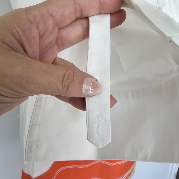 Ann Taylor White Collared Shirt Dress w/Orange HemlinCotton Blend Career Casual - Picture 5 of 15